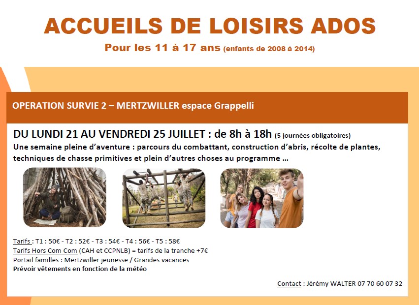 Accueil de loisirs ados : Opération Survie 2