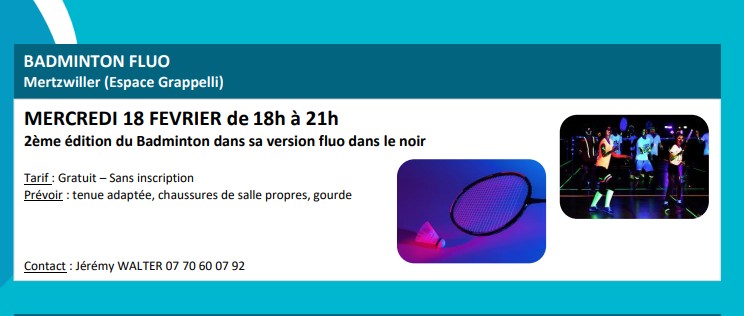 Animation ados (11-17 ans) : Badminton fluo